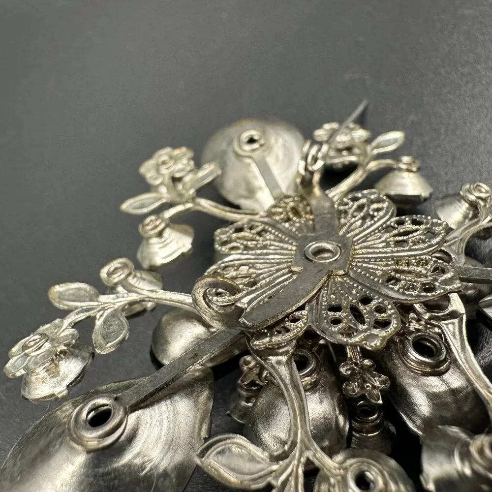 Vintage Brooch Pin Black Aurora Borealis Rhinestones Triangle Statement READ - Picture 6 of 12